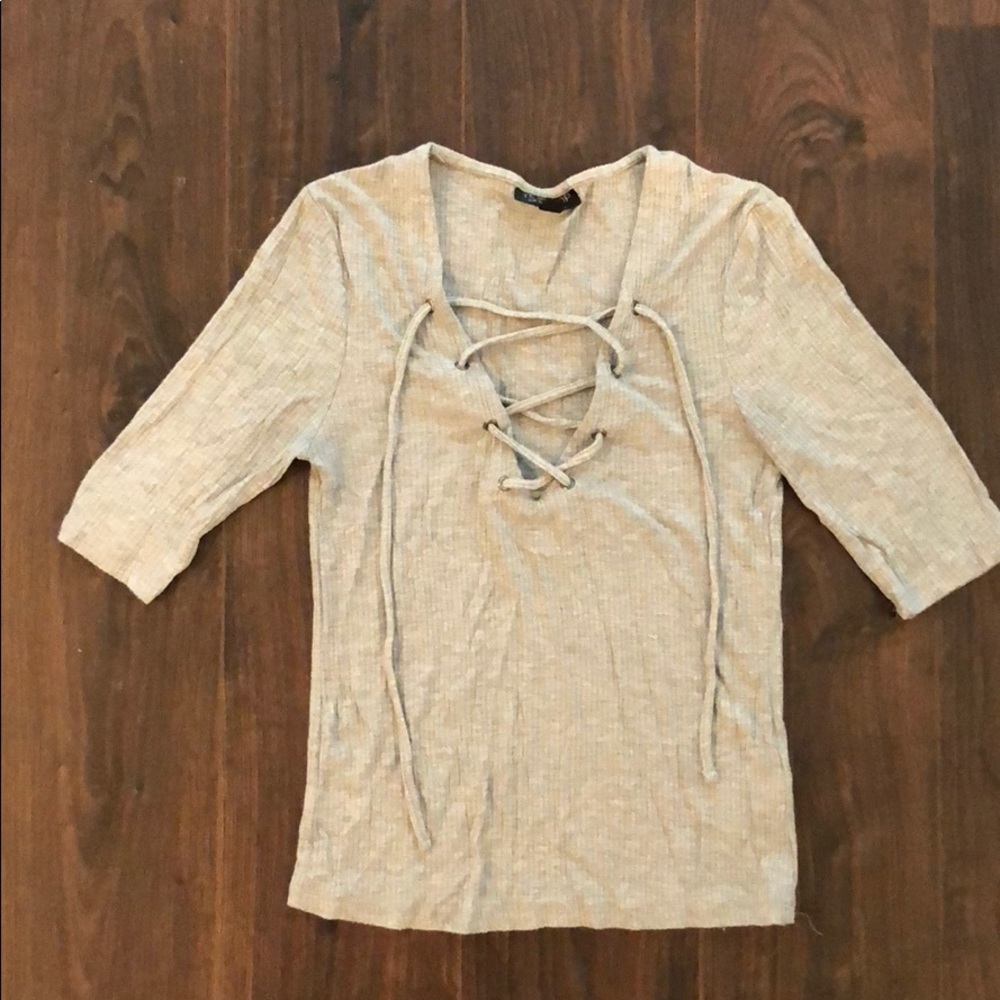 Topshop Ribbed Tee - Picture 2 of 3